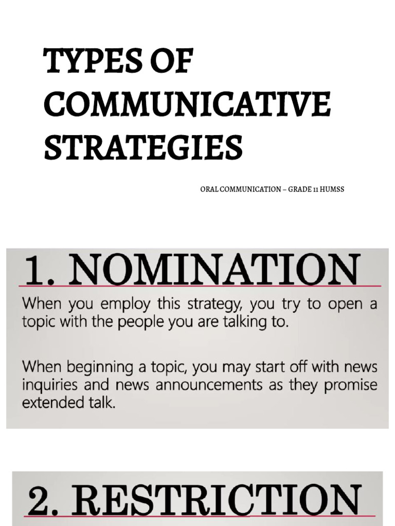 Types of Communicative Strategies | PDF