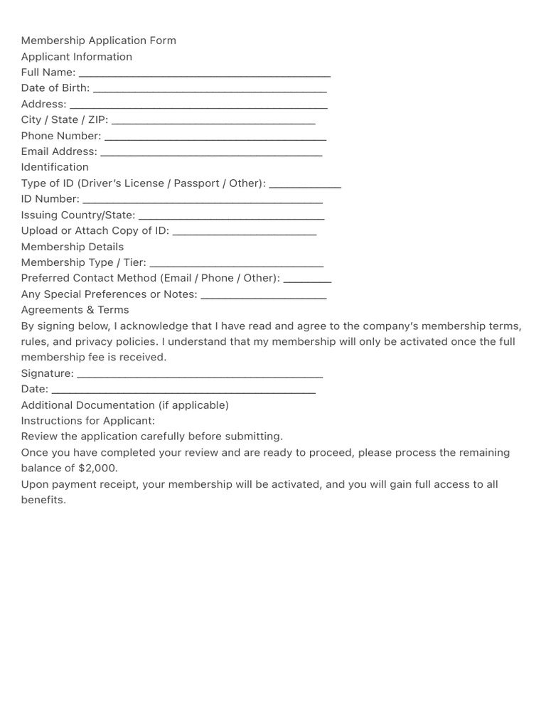 Membership Application Form | PDF