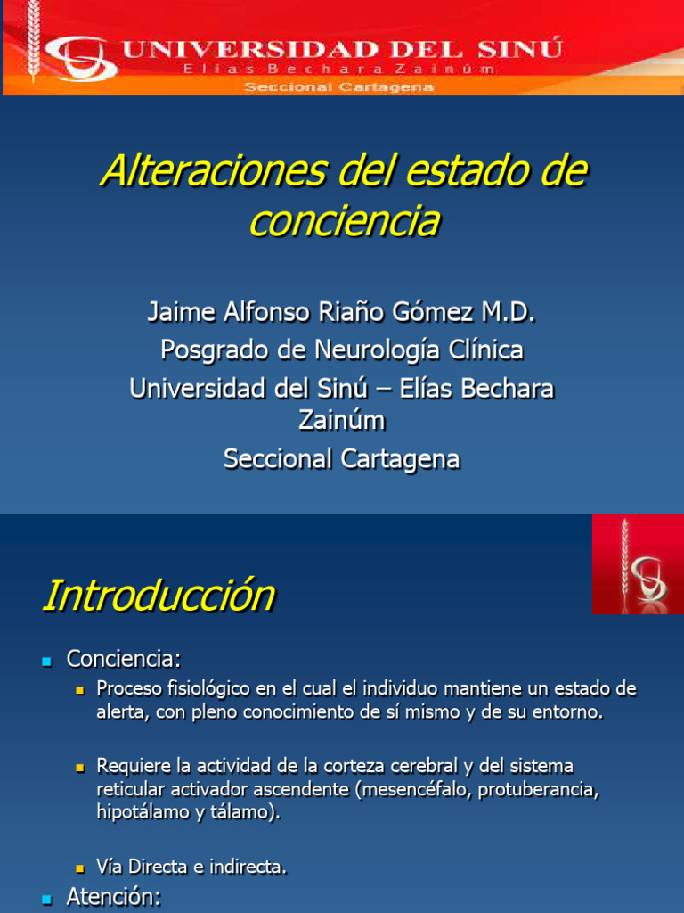 04. Alteraciones Del Estado de Consciencia | PDF | Coma | Medicina CLINICA