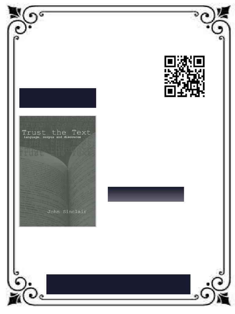 Trust The Text Language Corpus and Discourse 1st Edition John Sinclair ...