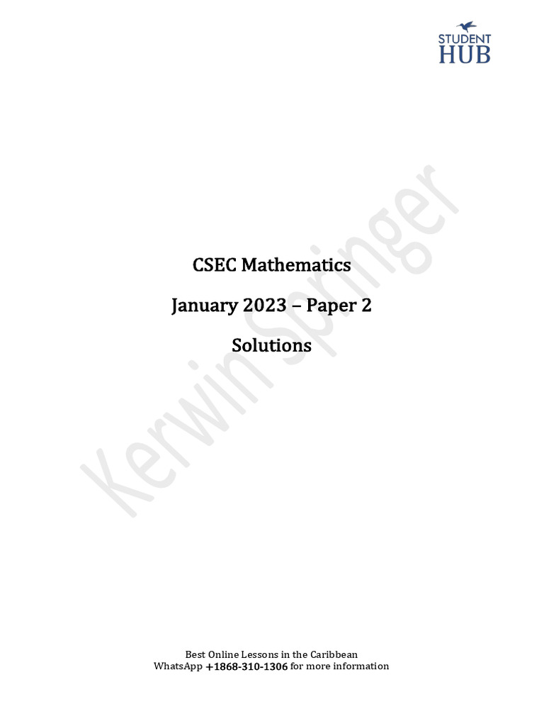 CSEC Maths - Paper 2 - January 2023 - Solution | PDF | Circle | Mathematics