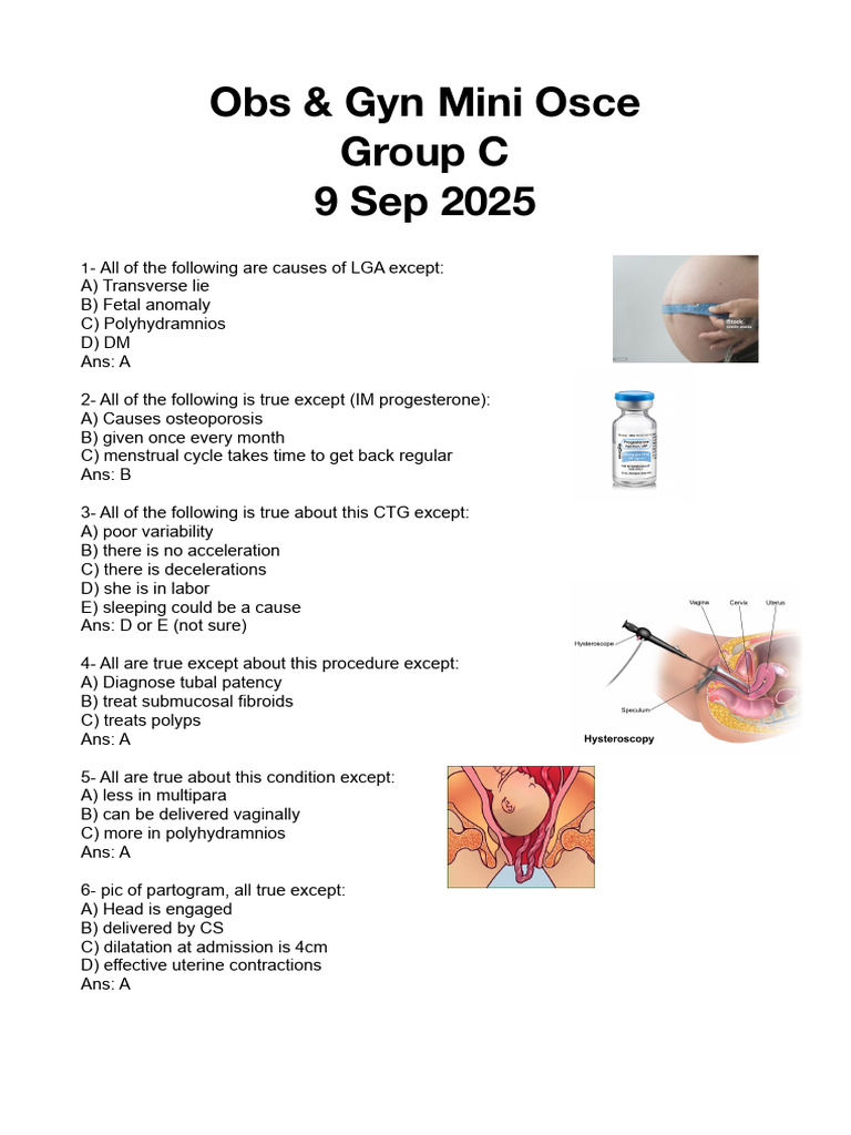 Mini Osce | PDF | Ovarian Cancer | Medical Specialties