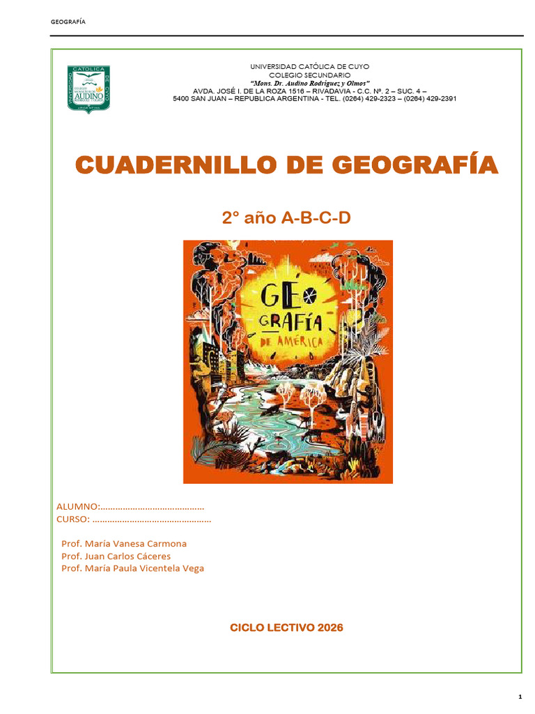 Cuadernillo 2°año GEOGRAFÍA- Audino 2025-1 | PDF