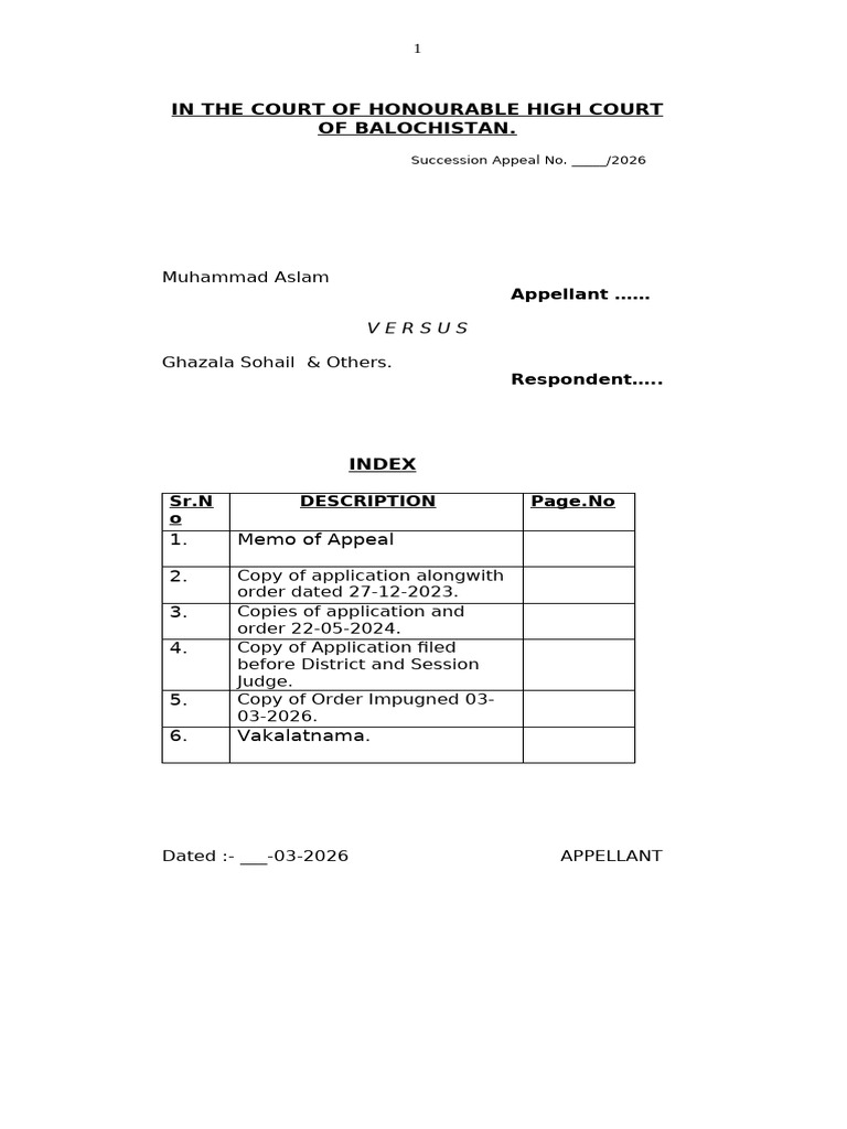 Succession Appeal Muhammad ASlam Vs Ghazala Sohail | PDF | Affidavit ...