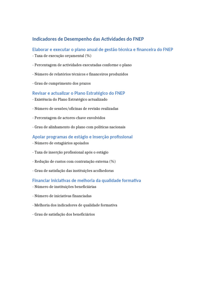 Indicadores_Desempenho_FNEP | PDF