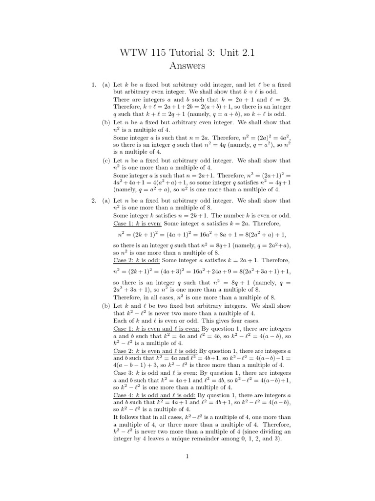 Tutorial 03 Answers | PDF | Numbers | Mathematical Concepts