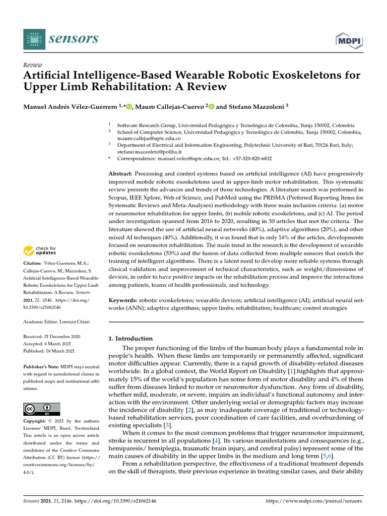 Exoskeletons For Upper Limb Rehabilitation A Review | PDF | Systematic ...