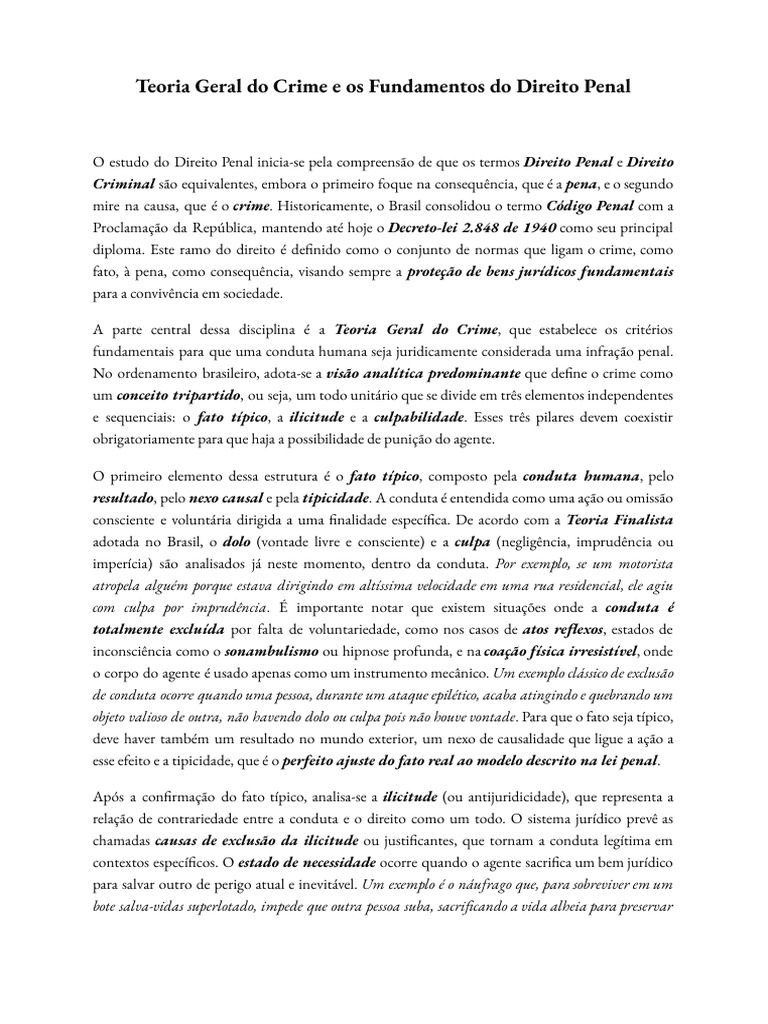 Teoria Geral Do Crime e Os Fundamentos Do Direito Penal | PDF | Direito ...