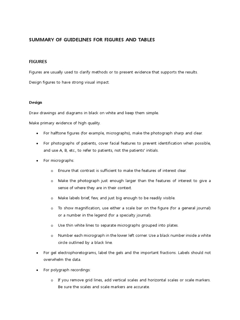Summary of Guidelines For Figures and Tables | PDF | Standard Error ...