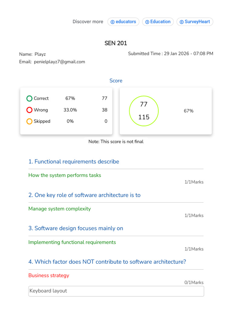 SEN Answer Sheet | PDF | Software Development Process | Systems Thinking