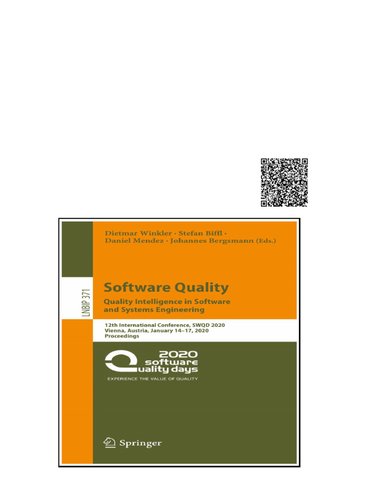 Software Quality Quality Intelligence in Software and Systems ...