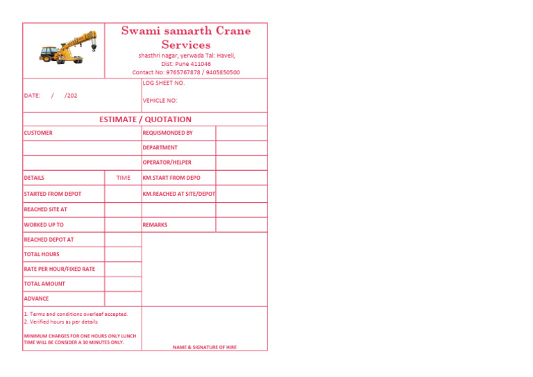 Crane Services Bill | PDF