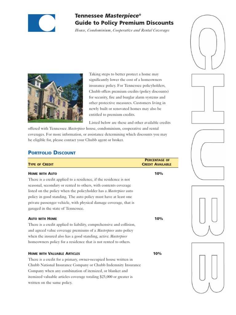 CHUBB Guide to Policy Discounts Home Insurance Insurance