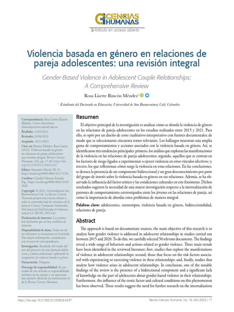 Violencia Basada en Genero en Relaciones de Pareja | PDF | La violencia ...