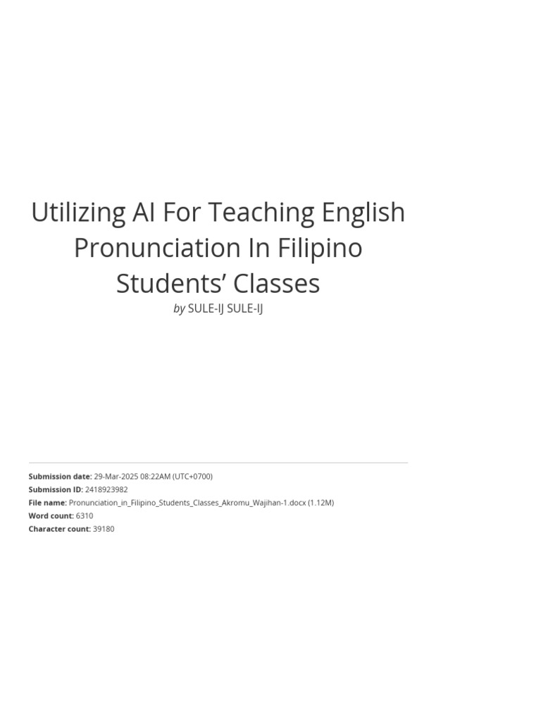Utilizing AI for Teaching English Pronunciation in Filipino Students ...