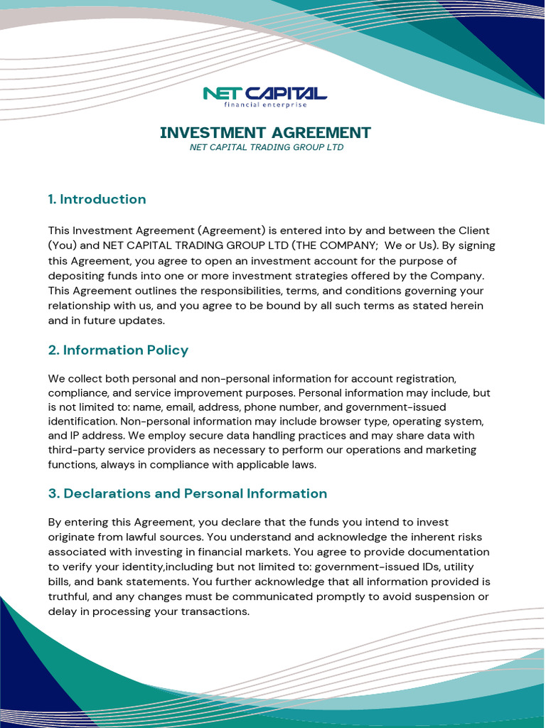 Investment Agreement | PDF | Identity Document | Investing