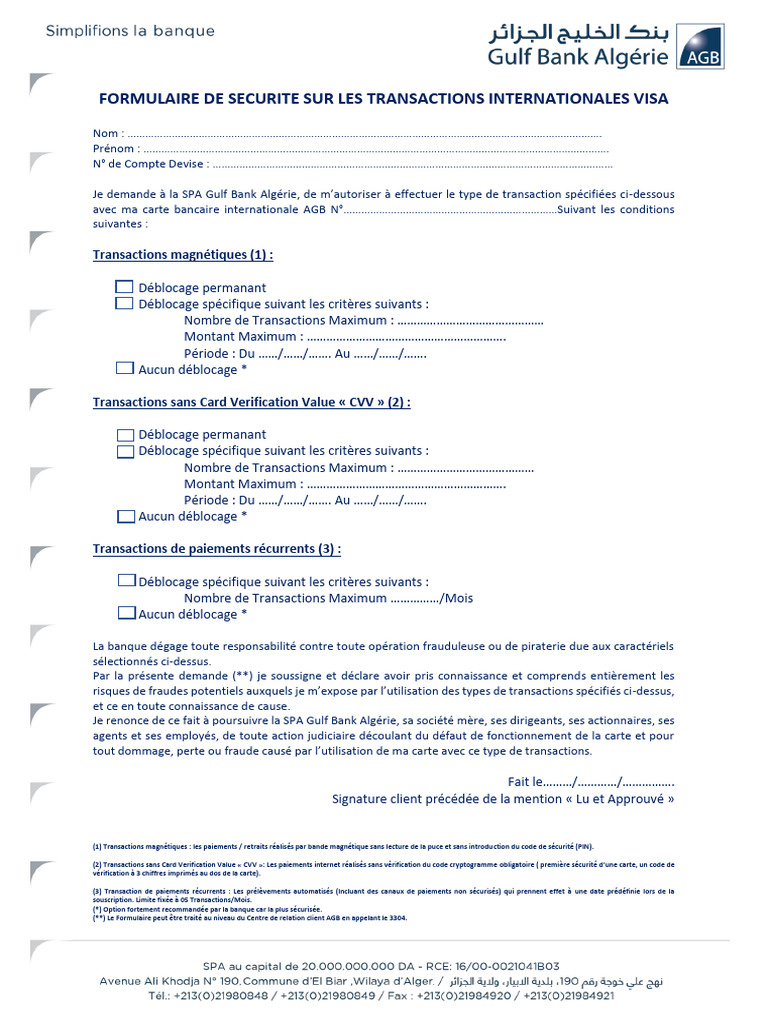 Formulaire de Securite | PDF