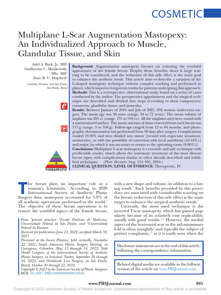 Multiplane L-Scar Augmentation Mastopexy. An Individualized Approach To ...