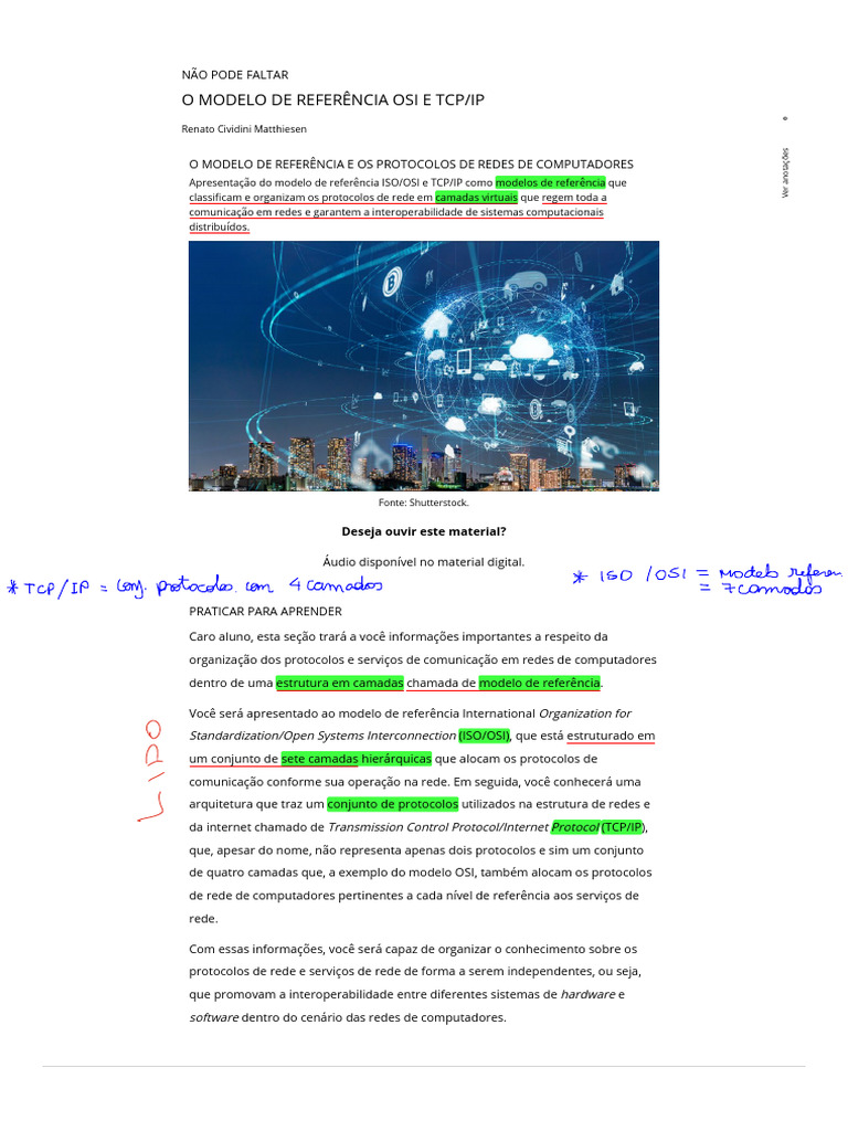 O Modelo de Referência Osi e TCP - Ip | PDF | Suíte de protocolo de ...