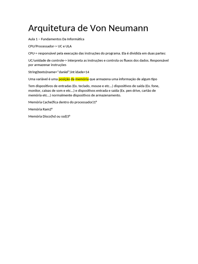Arquitetura de Von Neumann | PDF