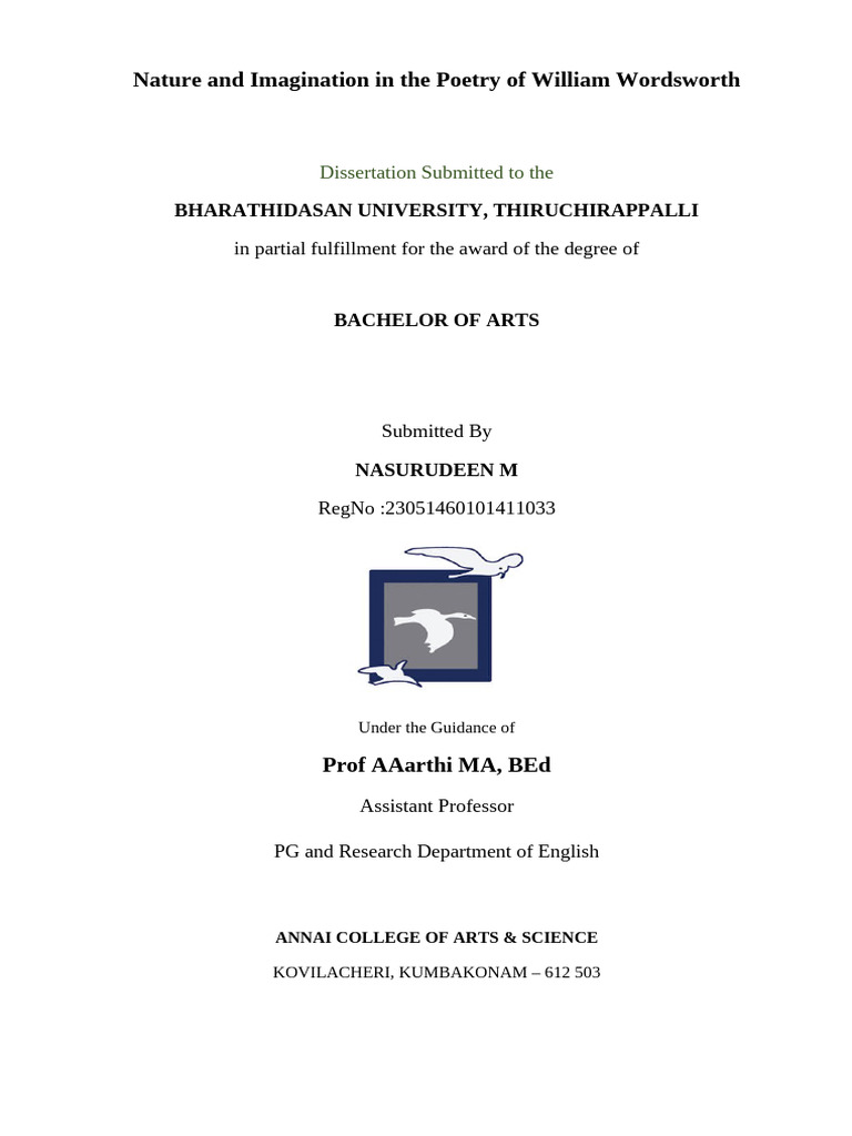 Project About Nature and Imagination in The Poetry of William ...