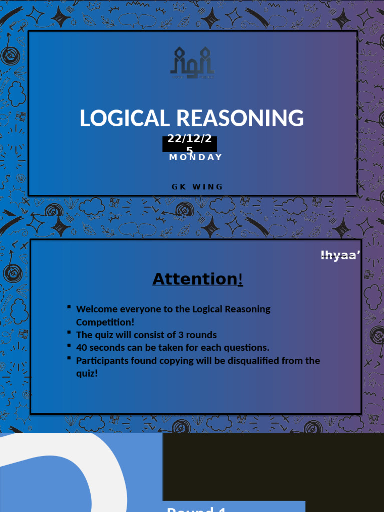 Logical Reasoning Quiz Competition Powerpoint Presentation | PDF | Zoo ...