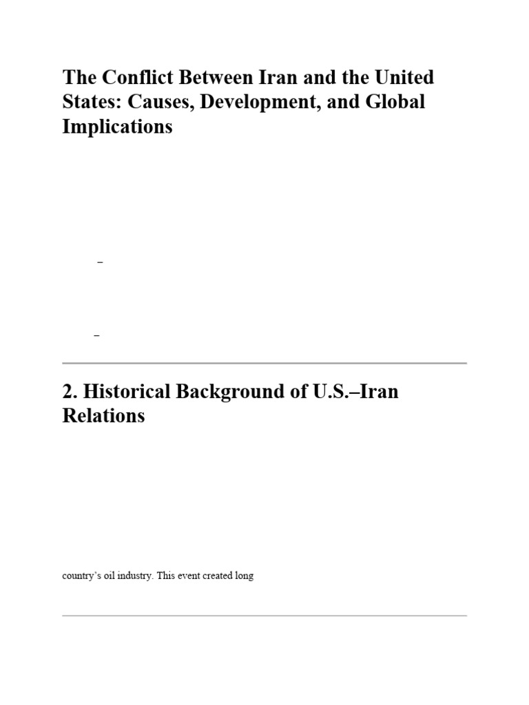 The Conflict Between Iran and The United States | PDF | Iran | Global ...