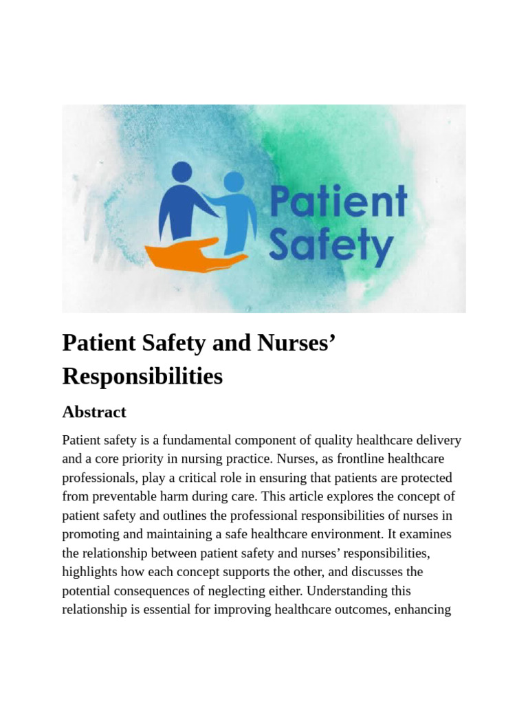 Patient Safety 3 | PDF | Patient Safety | Nursing
