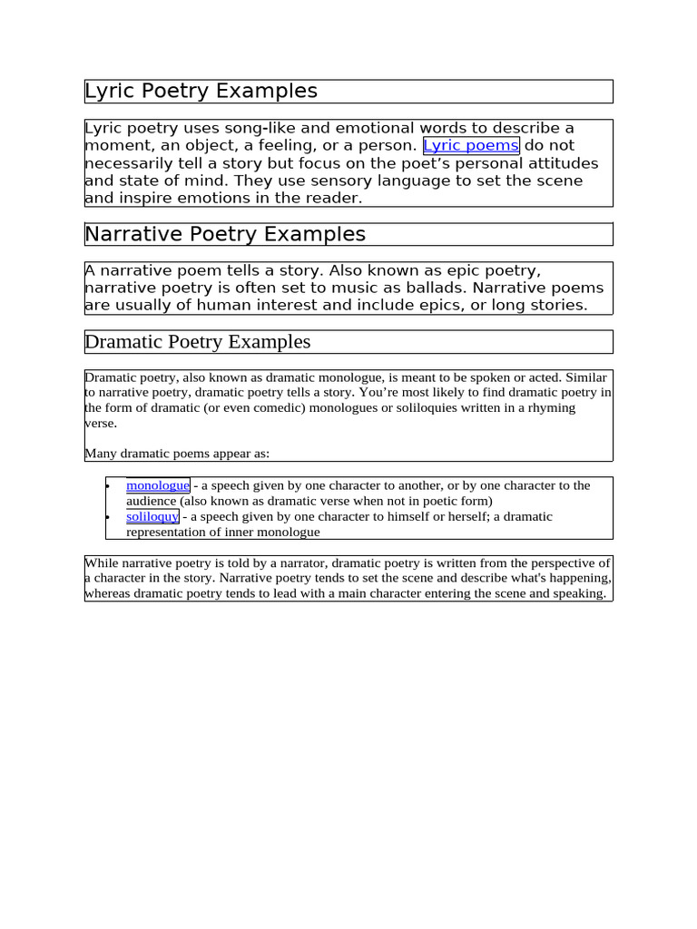 Lyric Poetry Examples | PDF