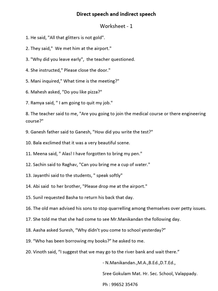 10th Std Direct Speech Indirect Speech - PDF Download | PDF | Chess ...