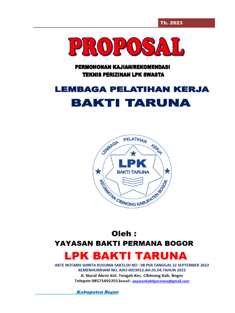 Proposal Ijin LPK | PDF
