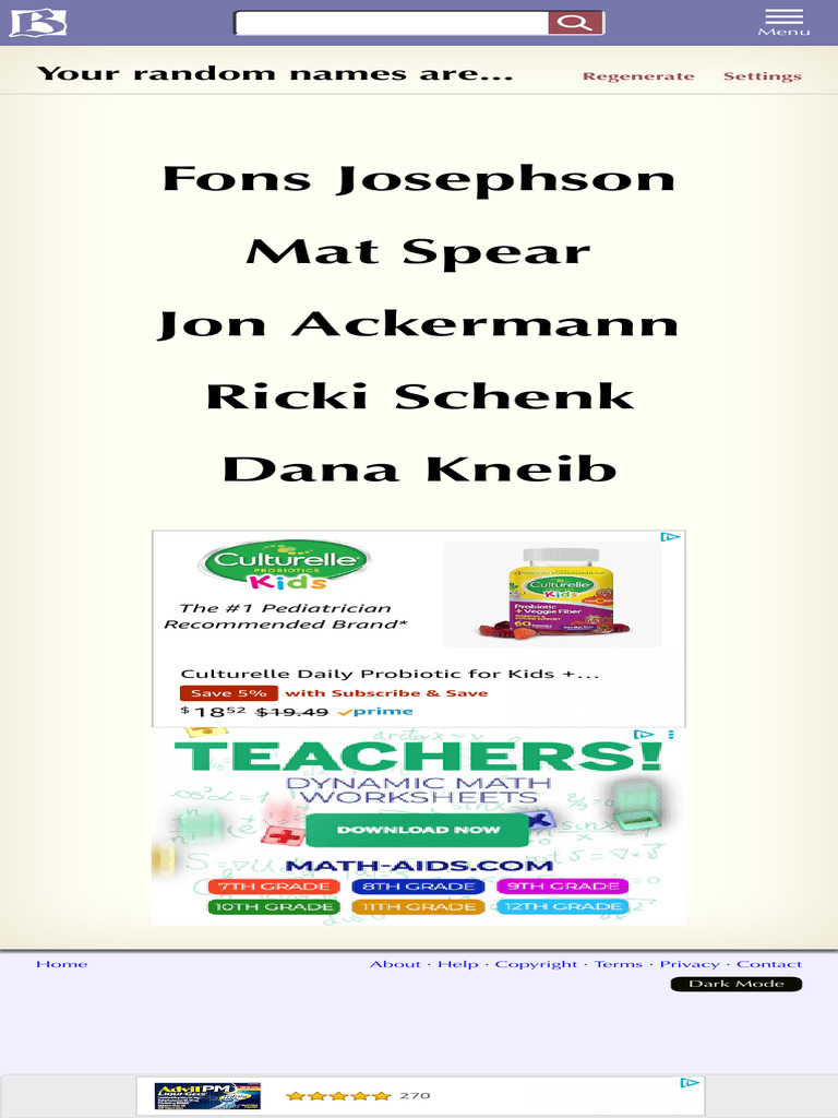 Random Name Generator - Behind The Name 5 | PDF