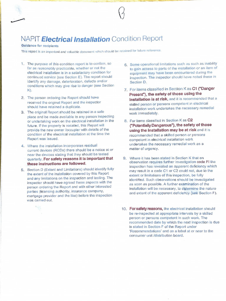Electrical Installation Condition Report b | PDF