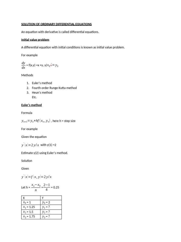 Solution of Ordinary Differential Equations | PDF | Algorithms ...