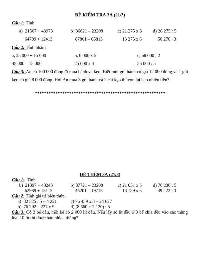 Toán 3A (21.3) | PDF