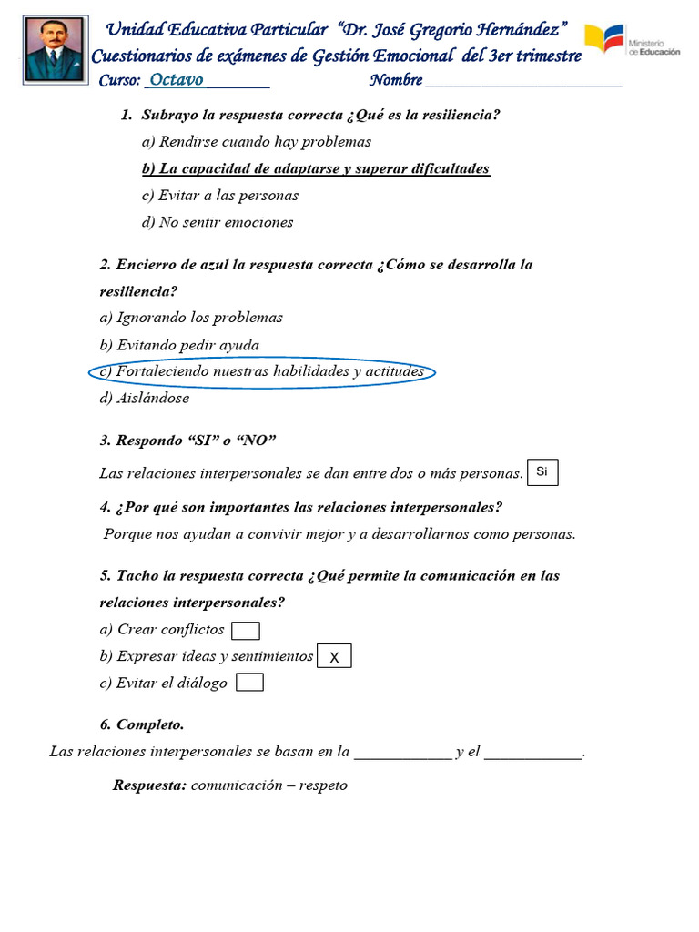 Cuest Final de Octavo | PDF | Las emociones | Sicología