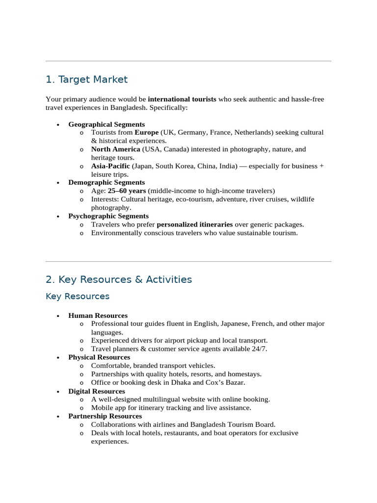 Target Market, Resources, Marketing Plan | PDF | Tourism | Business