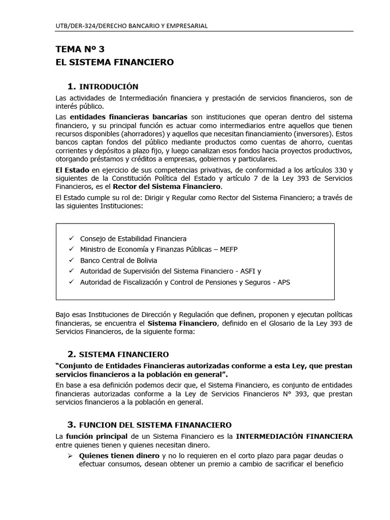 Tema 3 El Sistema Financiero. | PDF | Bancos | Sistema financiero