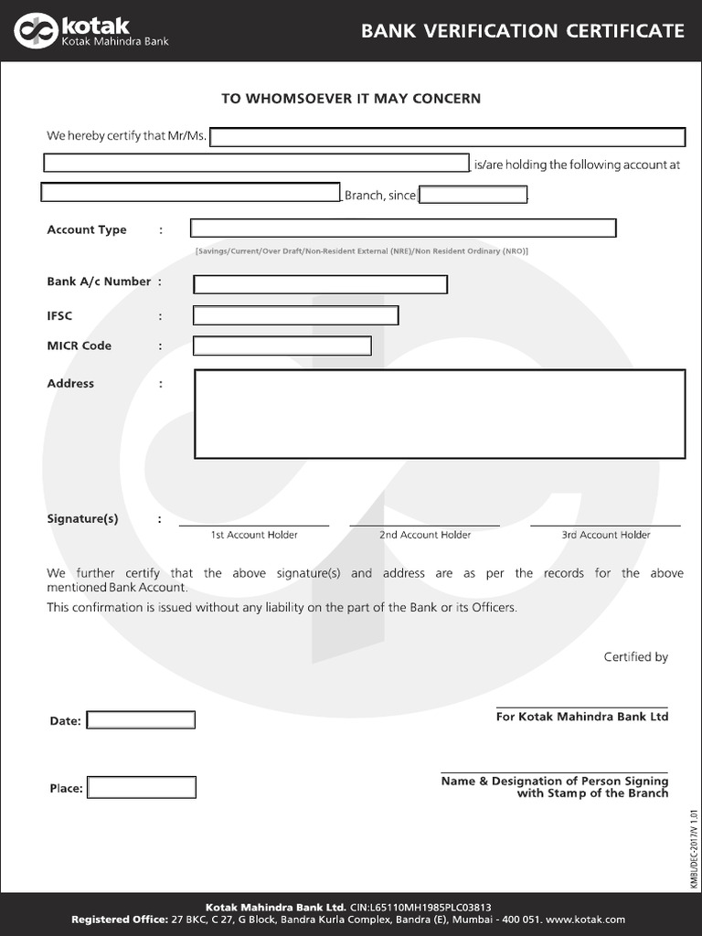 Bank Verification Form Semi Editable | PDF
