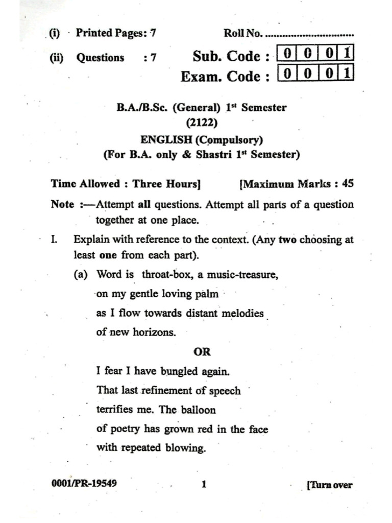 English Compulsary 2022 Exam | PDF