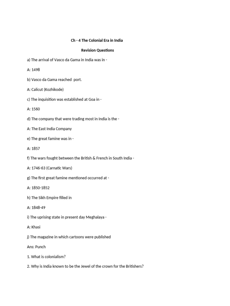 Class 8 - CH - 4 The Colonial Era in India - Annual Exam Revision ...