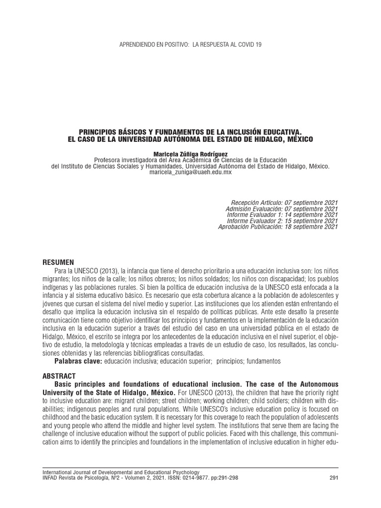 2.1. Principios de La Escuela Inclusiva | PDF | Inclusión (Educación ...
