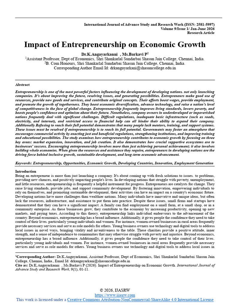 Impact of Entrepreneurship on Economic Growth | PDF | Entrepreneurship ...