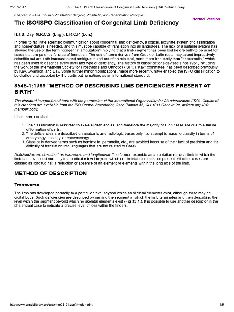 33 - The ISO - ISPO Classification of Congenital Limb Deficiency - O&P ...