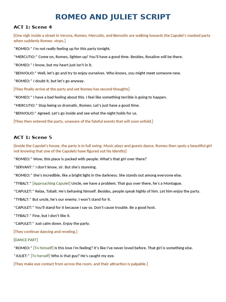 Romeo and Juliet Script | PDF | Characters In Romeo And Juliet