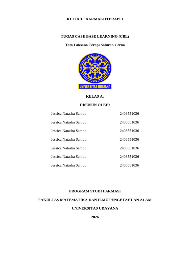 Format Tugas Case Base Learning (CBL) Farmakoterapi I | PDF