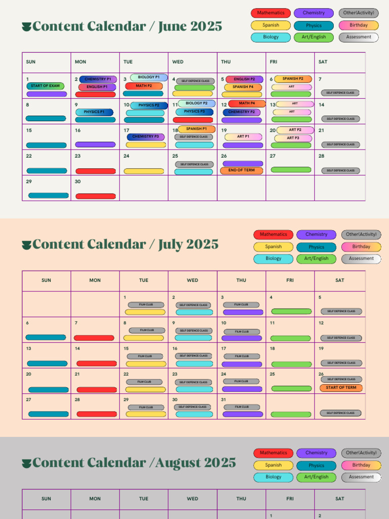 Content Plan Calendar | PDF | Science