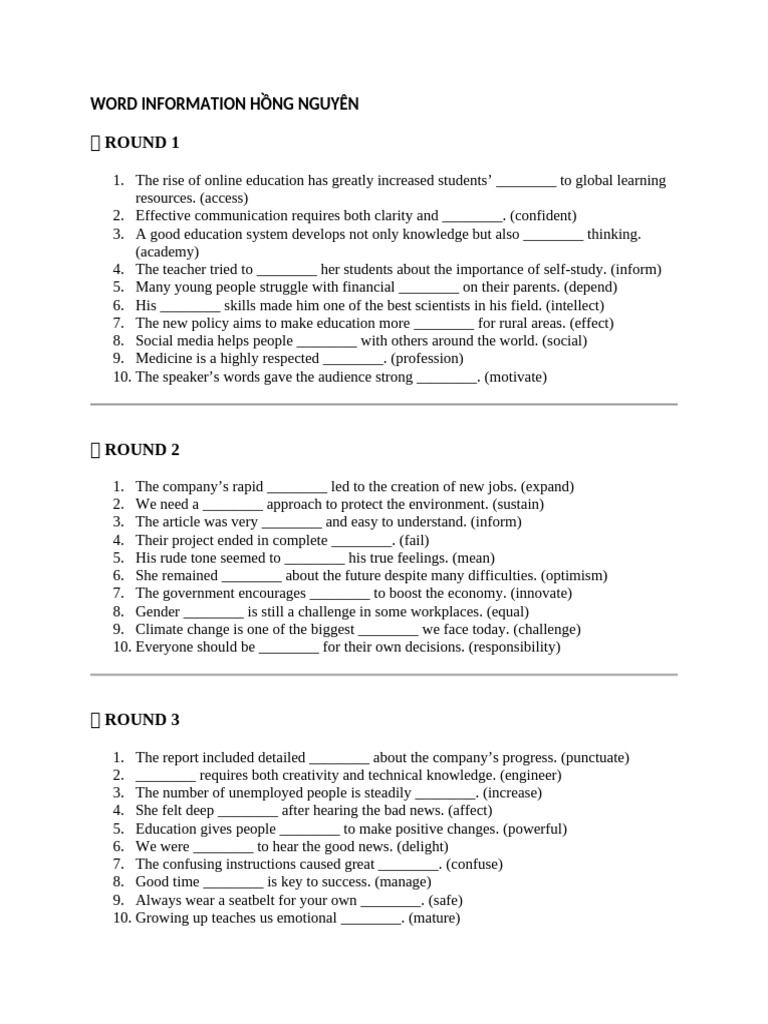 Word Information H NG Nguyên | PDF