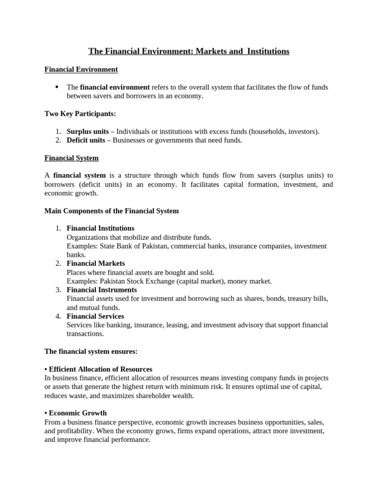 Financial Environment | PDF | Securities (Finance) | Financial Markets