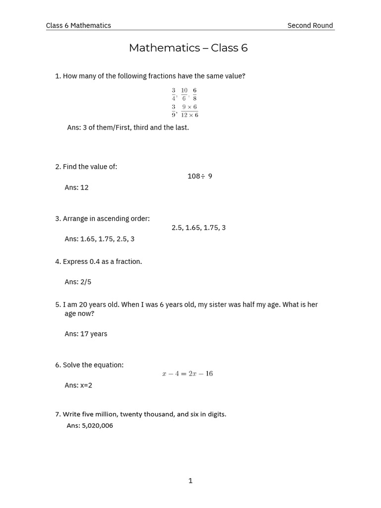 Class 6 Merged Final PDF | PDF | Numbers | Mathematics